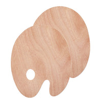 Ovale Holz-Malerpalette mit Daumenöffnung zum Mischen von Farben, in verschiedenen Größen erhältlich.