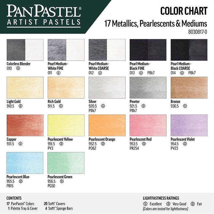PanPastel Metallic und Perlglanz Pastell Set mit Goldmedium - 17 Stück — Bild 5
