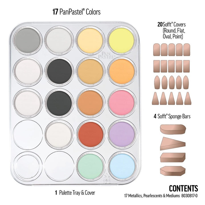 PanPastel Metallic und Perlglanz Pastell Set mit Goldmedium - 17 Stück — Bild 1