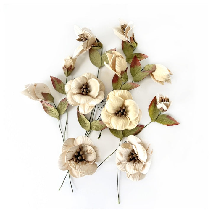 Papierblumen | Neutrale Farben, 13 Stück — Bild 3