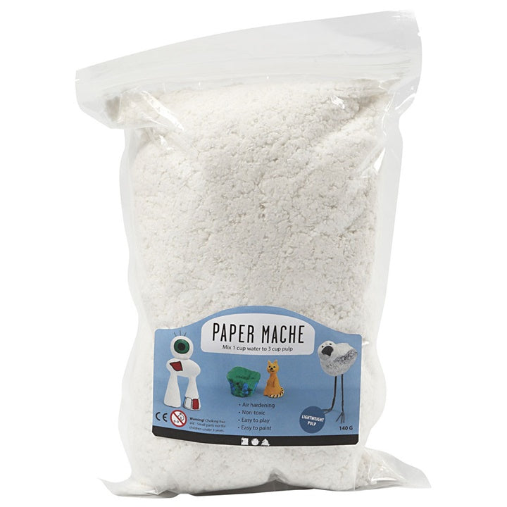 Pappmaché-Bastelmischung von ARTMIE in einer 140 g Packung mit weißer Modelliermasse.