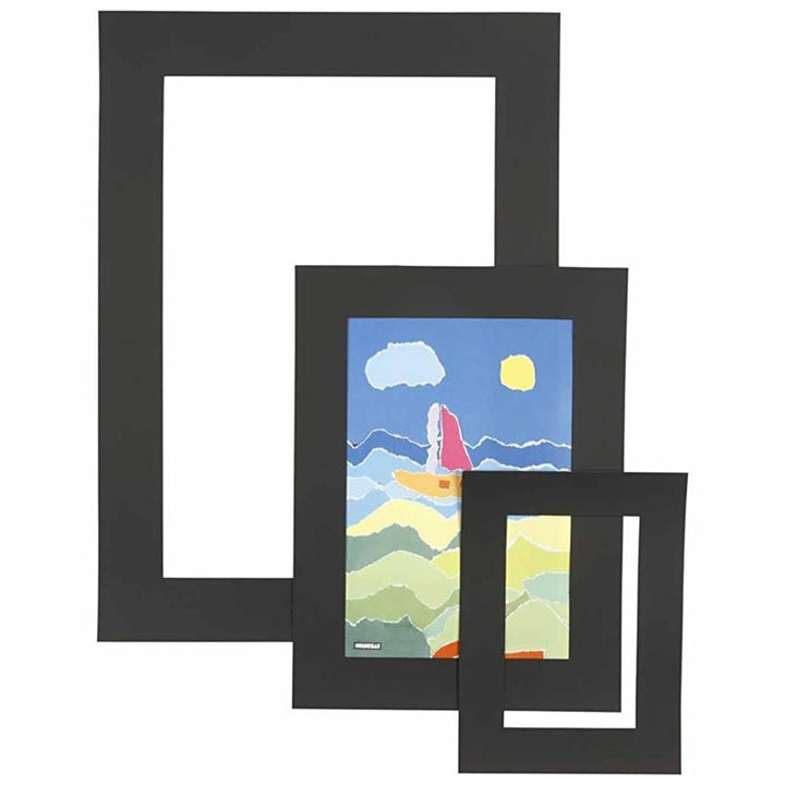 Passepartout-Set A3, A4 & A5 – 75 Stück – schwarz