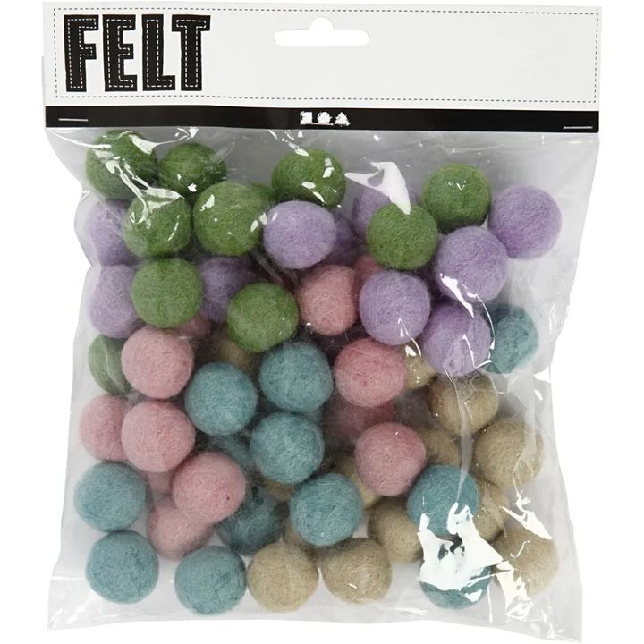 Pastellfarbene Filzkugeln 64 Stück — Bild 9