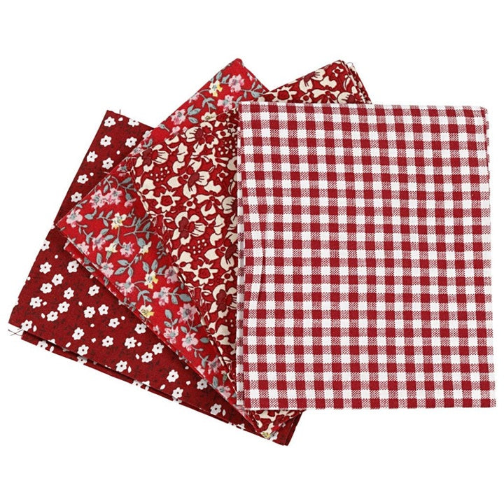 Patchwork-Stoff - Rot - 4 Stück - 45 x 55 cm — Bild 1