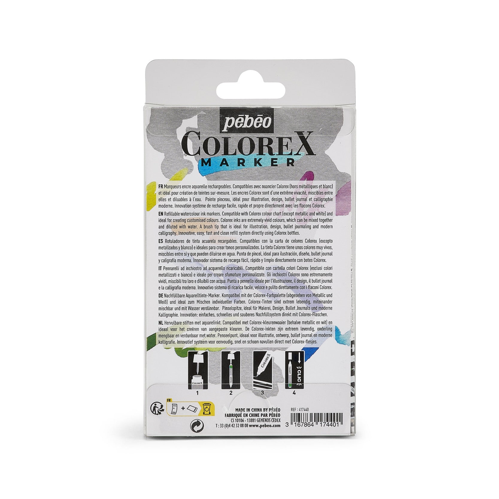 Pebeo Colorex Set leerer nachfüllbarer Marker 6 Stk.