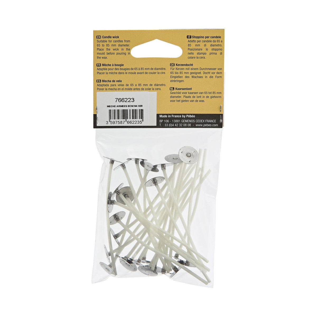 Pebeo Gédéo Kerzendochte mit Metallfuß 8 cm - 25 Stk.