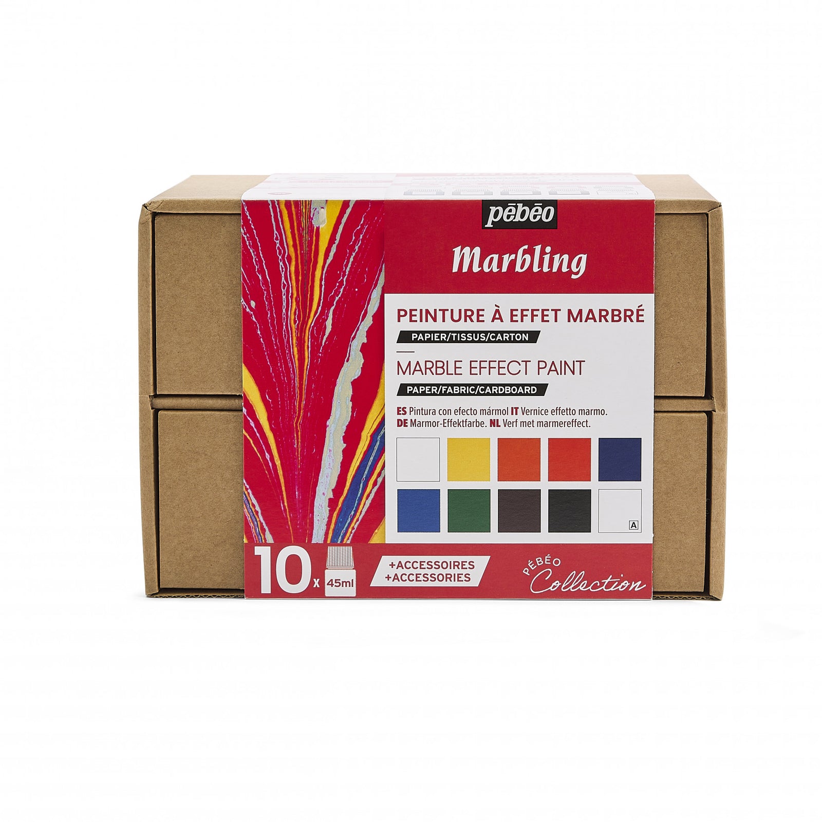 Pebeo Marbling Marmorierfarben-Set 10 x 45 ml