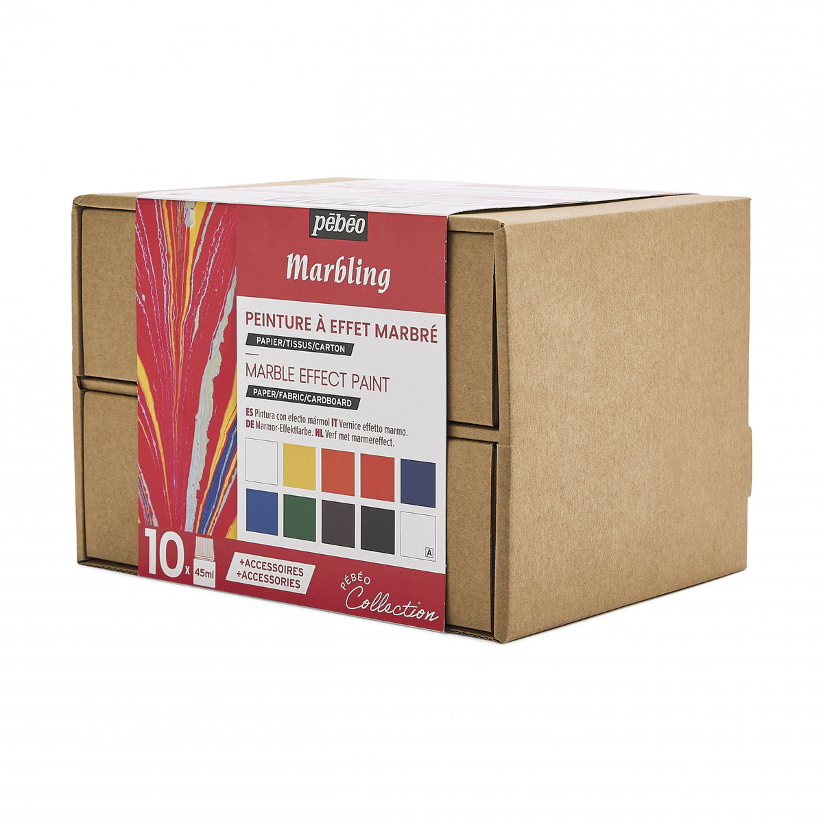 Pebeo Marbling Marmorierfarben-Set 10 x 45 ml