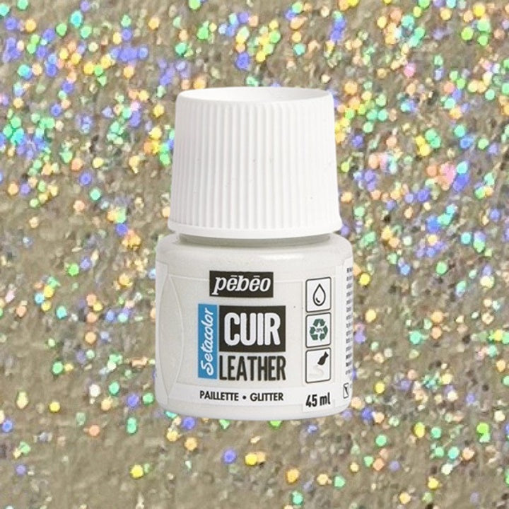Pebeo Setacolor Lederfarbe matt/satin 45 ml – Regenbogen-Glitzer