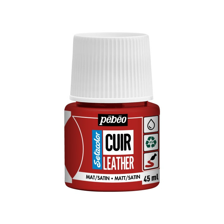 Pebeo Setacolor Lederfarbe matt/satin 45 ml – intensives Rot