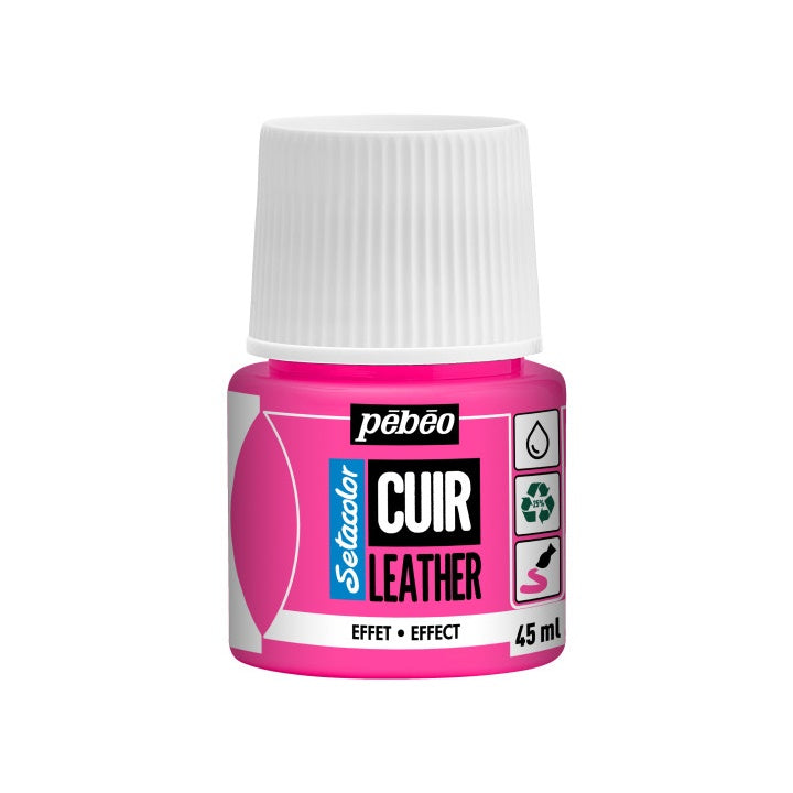Pebeo Setacolor Lederfarbe mit Effekt 45 ml – fluoreszierendes Pink