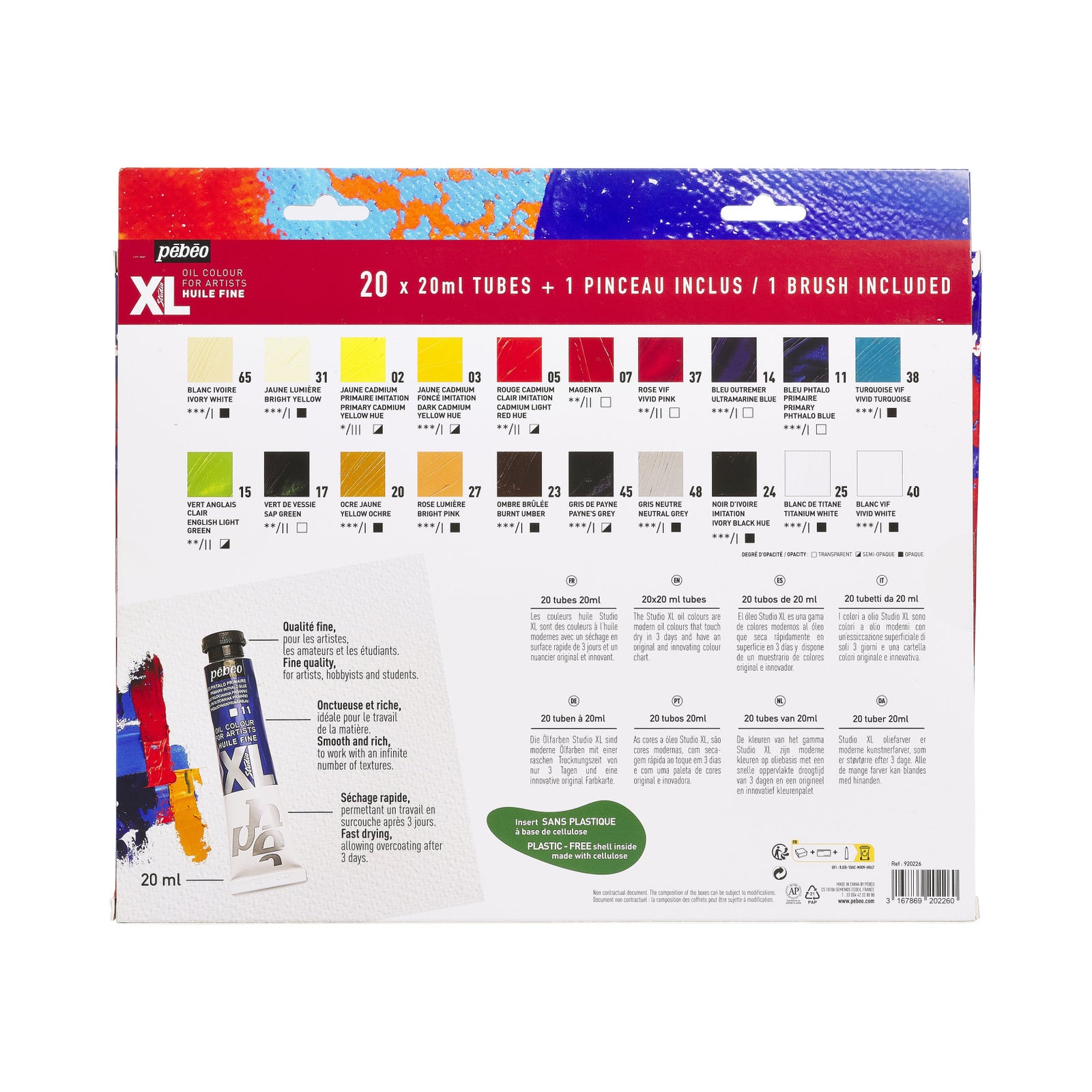 Pebeo Studio XL Ölfarben-Set 20 x 20 ml mit Pinsel