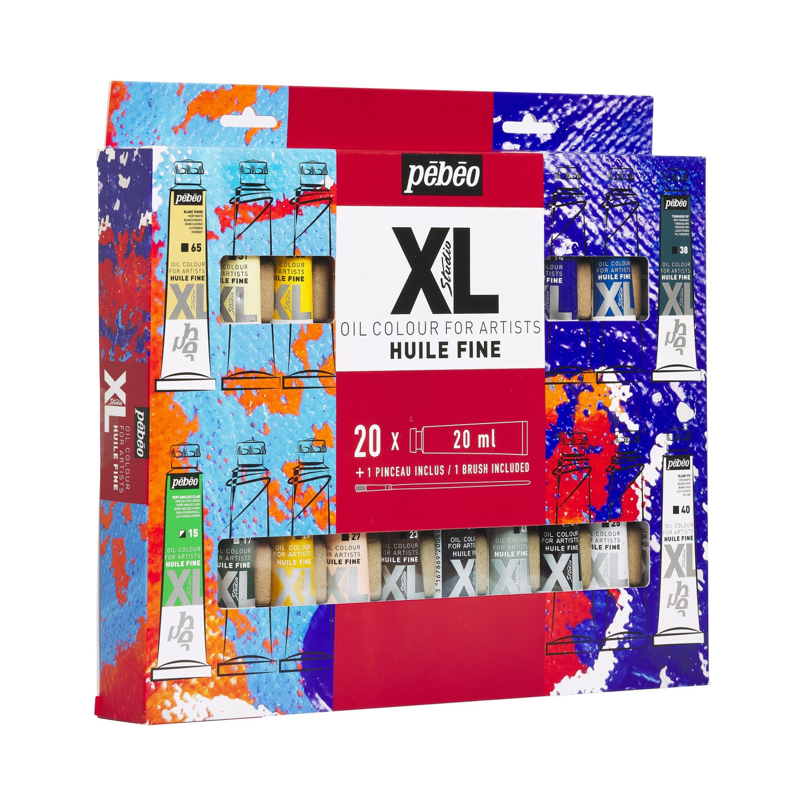 Pebeo Studio XL Ölfarben-Set 20 x 20 ml mit Pinsel