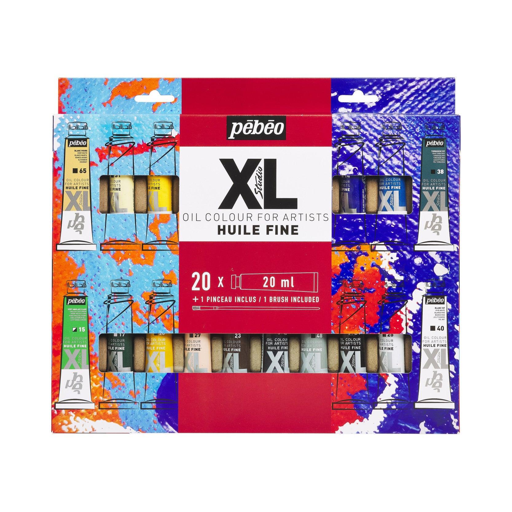 Pebeo Studio XL Ölfarben-Set 20 x 20 ml mit Pinsel