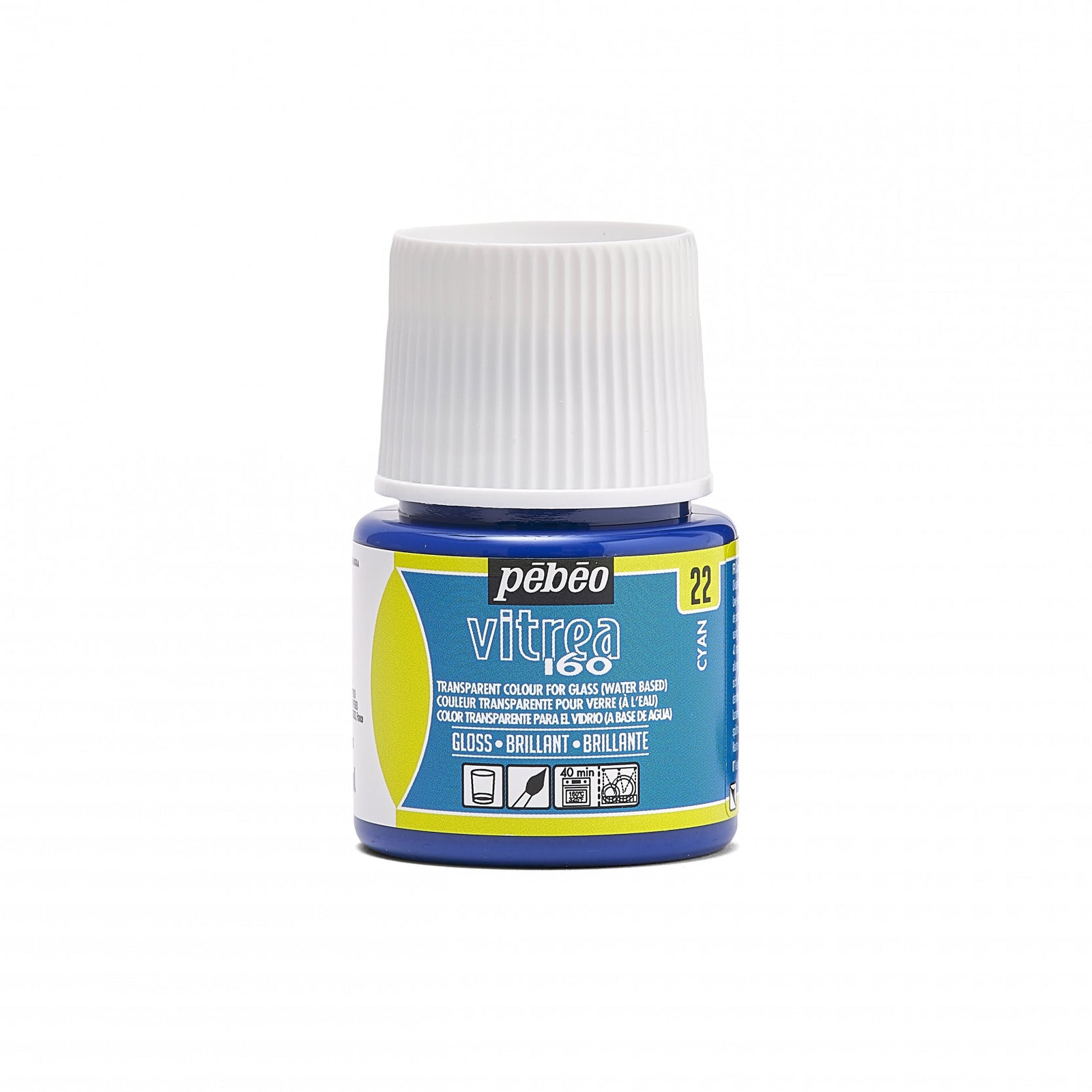 Glasmalfarbe Pebeo Vitrea 160 glänzend 45 ml – Cyan