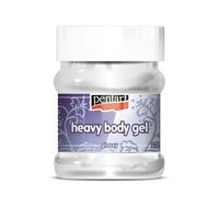 Heavy Body Gel-Medium, im nassen Zustand milchig, trocknet transparent mit intensiv glänzender Oberfläche auf.