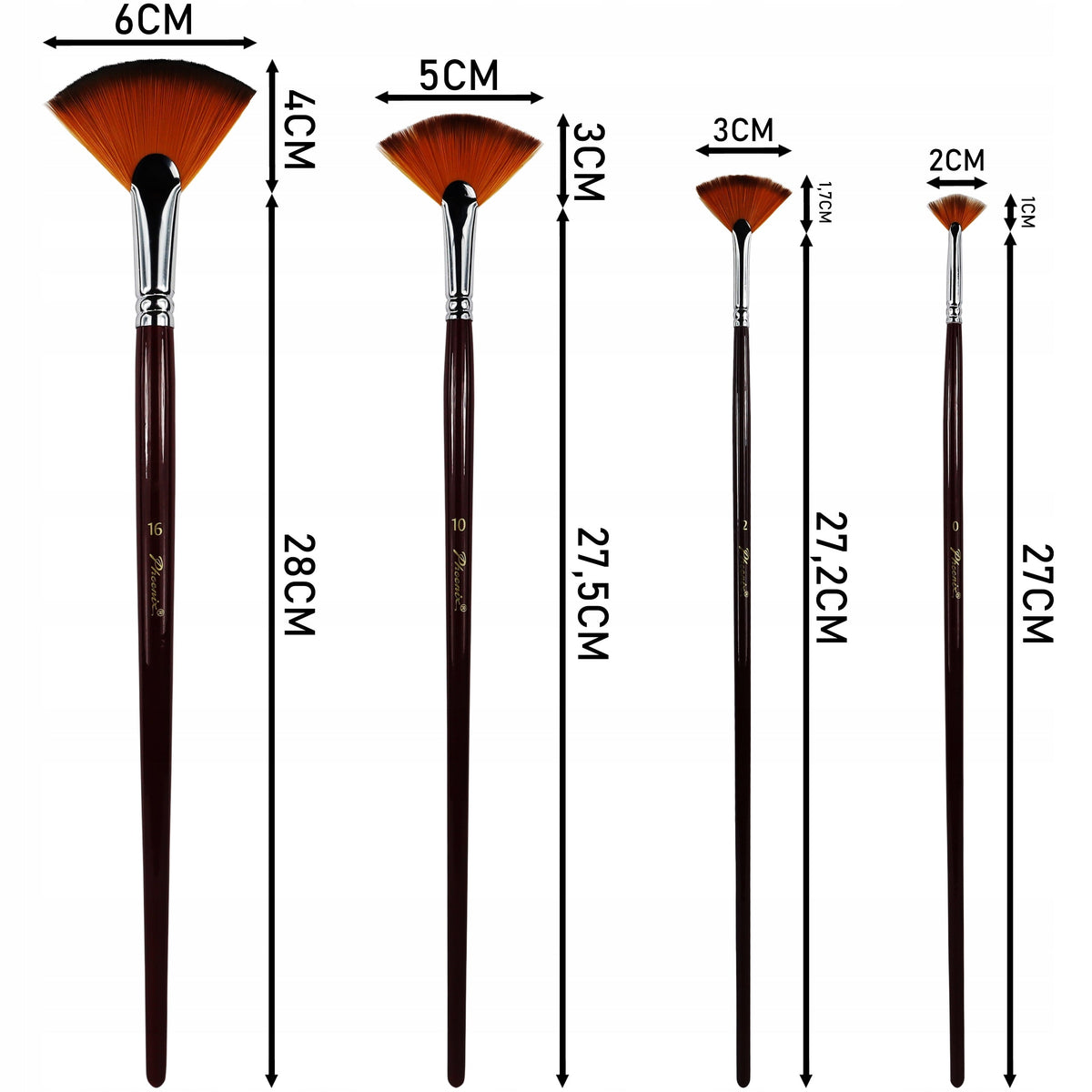 Phoenix Fächerpinsel-Set – 4-teilig