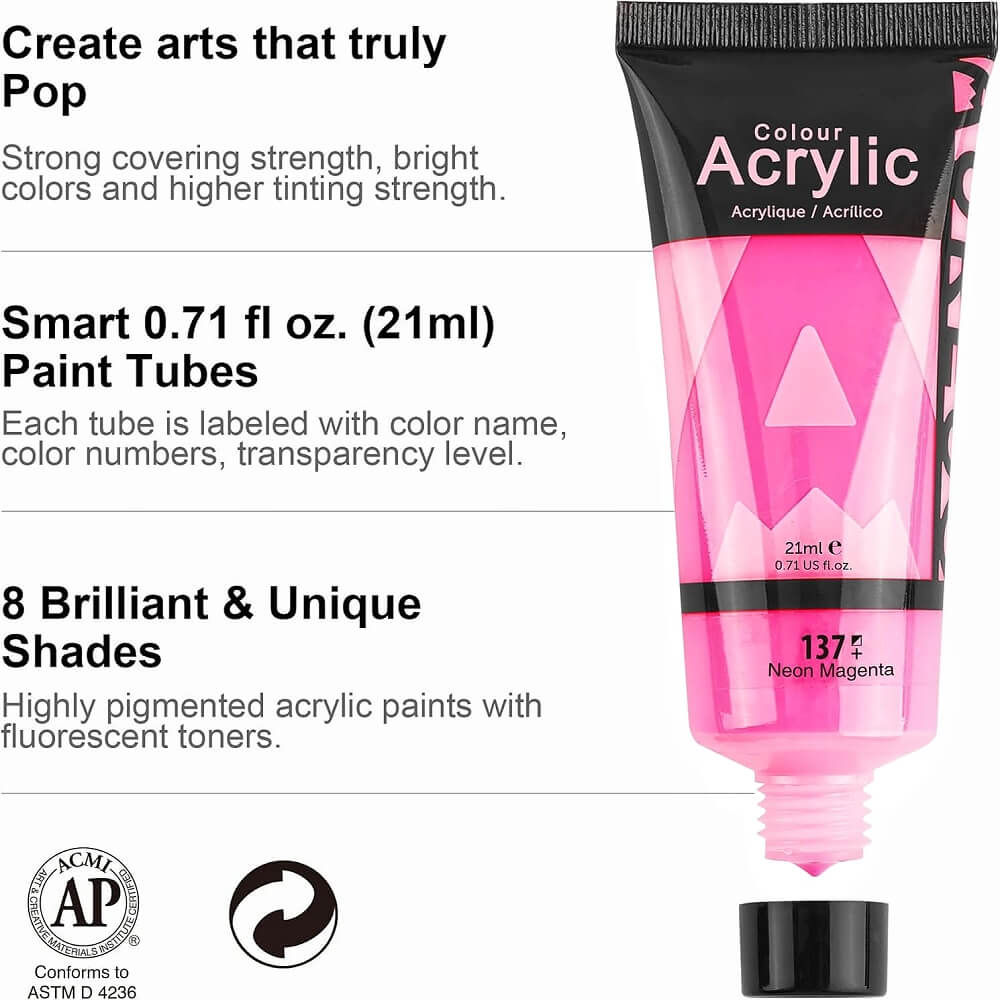 Phoenix Neon-Acrylfarben-Set 8 x 21 ml