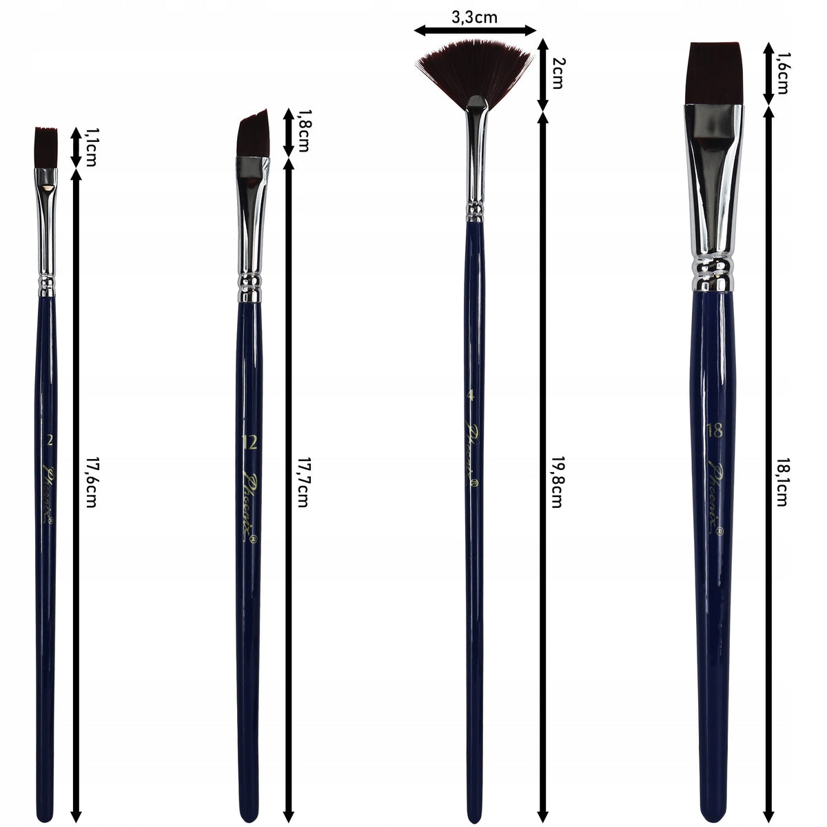 Phoenix Pinselset aus braunem Nylon 6614S2 – 4-teilig