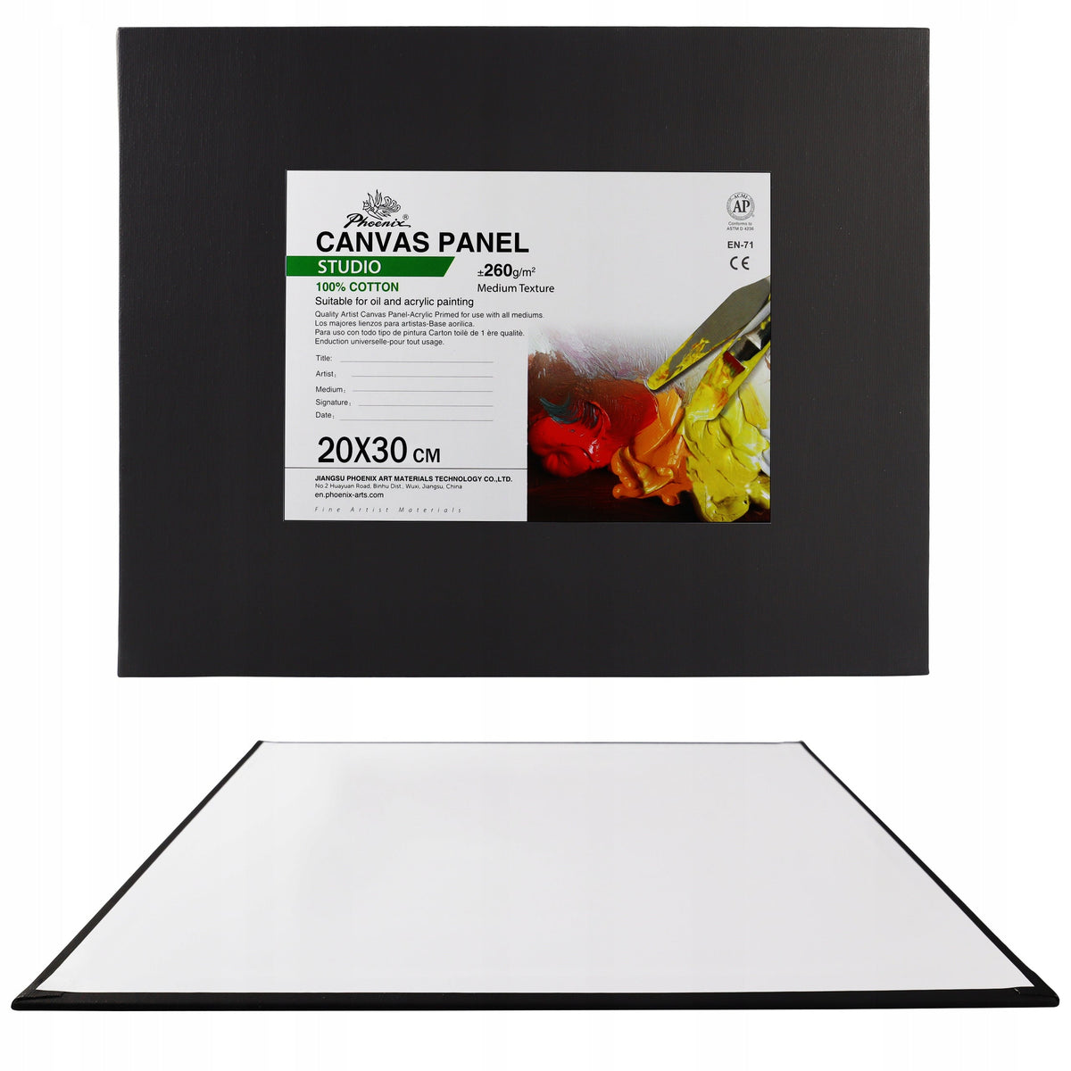 Phoenix Schwarze Leinwand auf 3 mm Karton, 18 × 24–40 × 50 cm