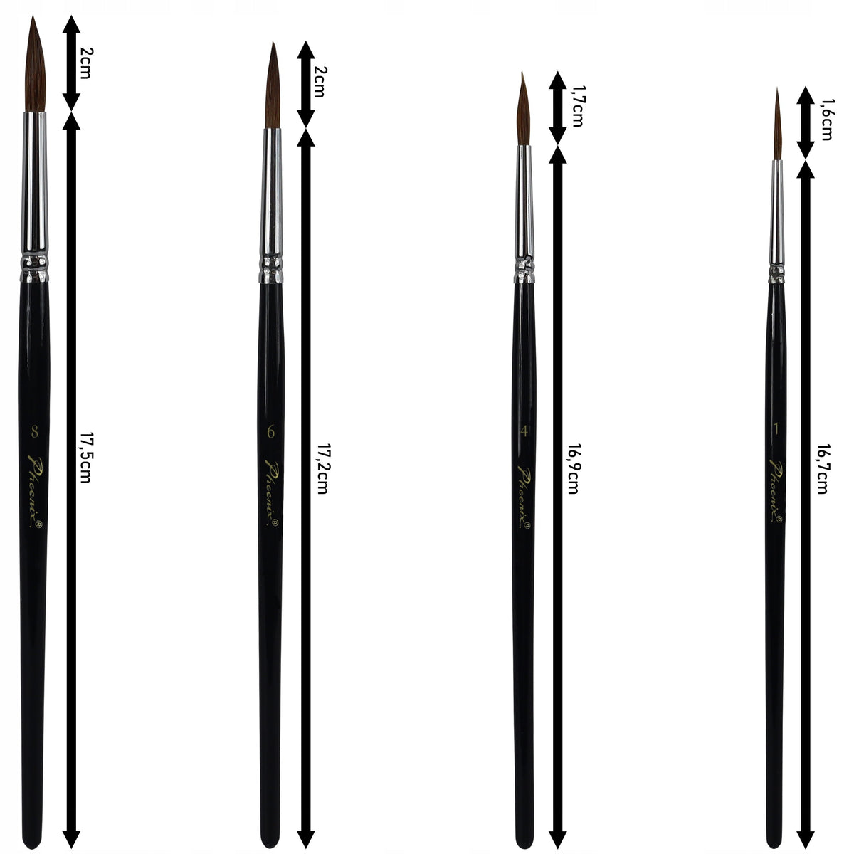 Phoenix Wieselhaar-Aquarellpinsel-Set 6616S2 – 4-teilig