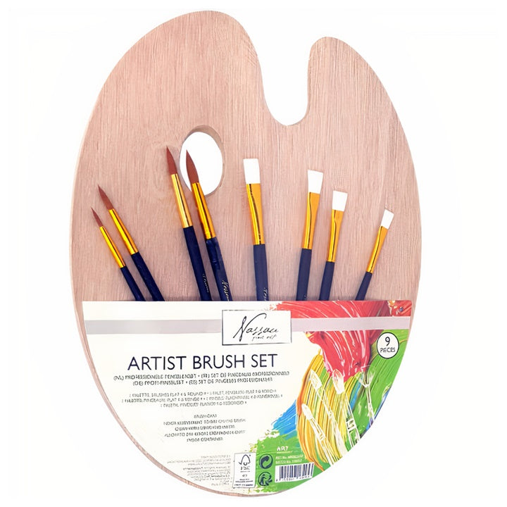 Pinselset mit Holzpalette Nassau Fine Art - 9 Stück — Bild 1