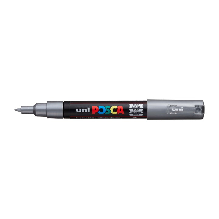UNI POSCA PC-1M Marker 0,7 - 1 mm | verschiedene Farbtöne | strieborná (26)
