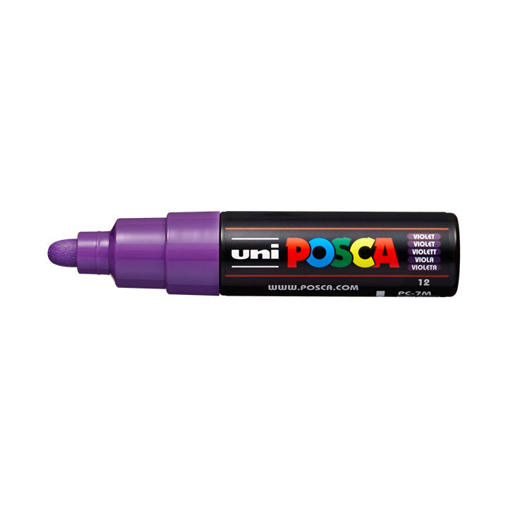 UNI POSCA Marker PC-7M 4,5 – 5,5 mm | verschiedene Farben | fialová (12)