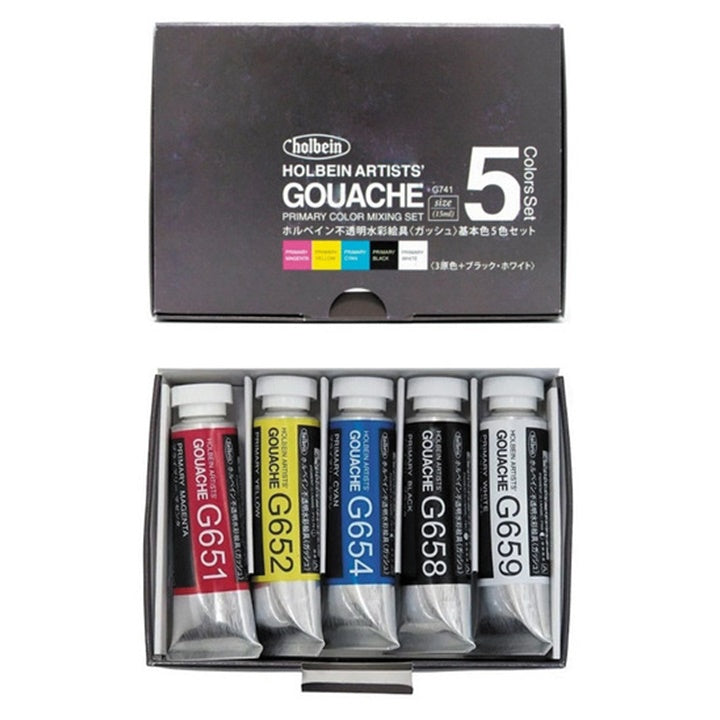 Professionelle Gouache-Farben Holbein Artists - Basis-Set 5 x 15 ml — Bild 3