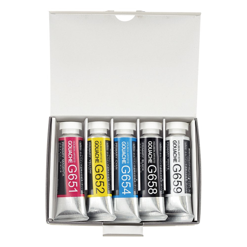 Professionelle Gouache-Farben Holbein Artists - Basis-Set 5 x 15 ml — Bild 1