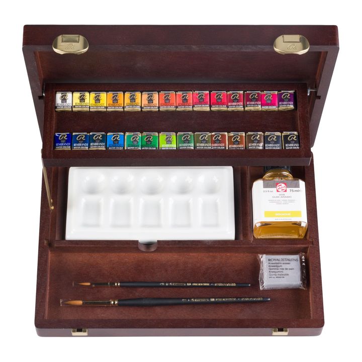 Professioneller Holzkoffer für Aquarellfarben Rembrandt 28 Töpfe und Zubehör — Bild 6