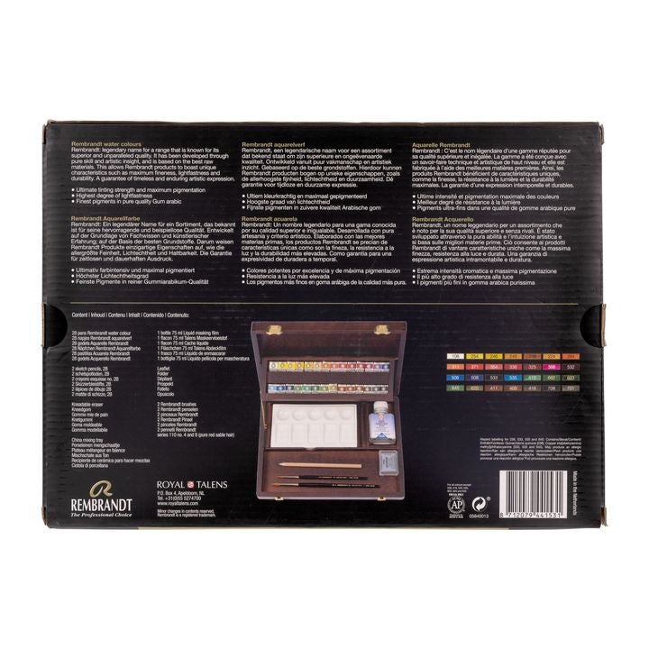 Professioneller Holzkoffer für Aquarellfarben Rembrandt 28 Töpfe und Zubehör — Bild 1