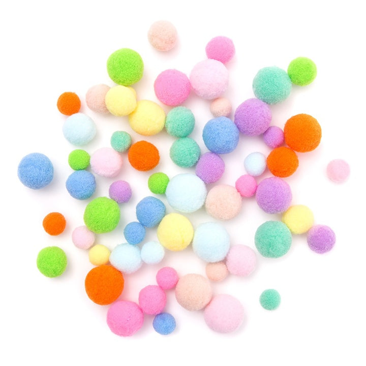 Regenbogen Plüsch Pompons / 60 Stück — Bild 4