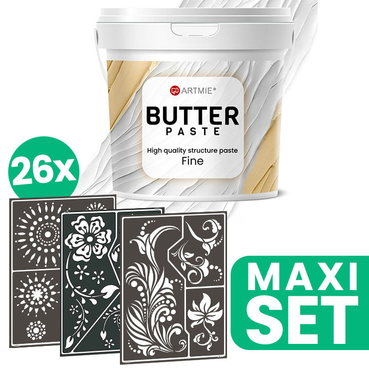 Reliefpaste ARTMIE BUTTER + Schablonenset zum Malen FOLK ART Motiv - 26 Stück — Bild 2