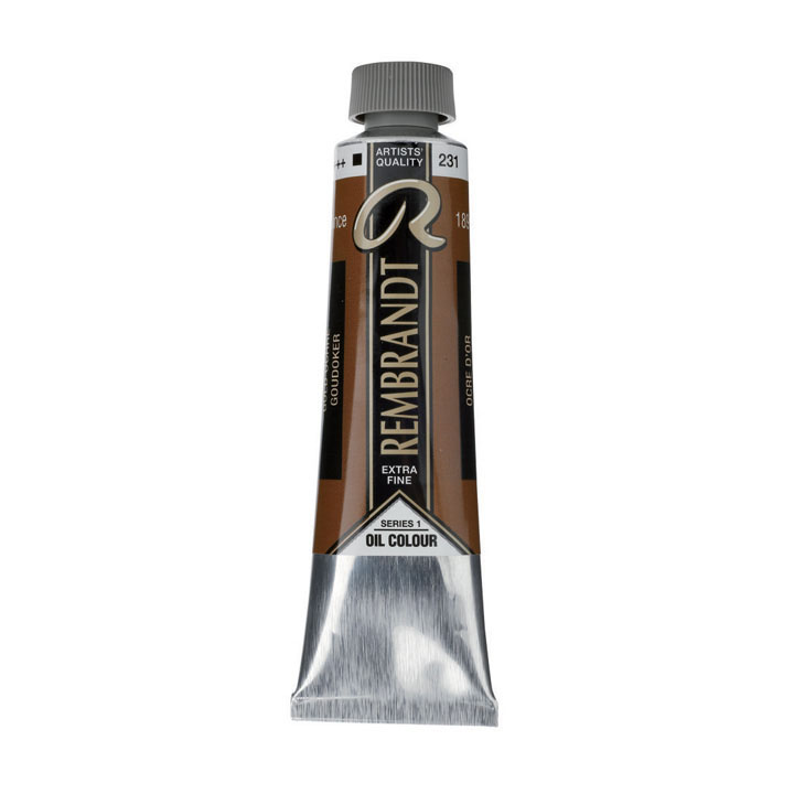 Sortiment der Rembrandt Ölfarben in verschiedenen Farbtönen und 40 ml Gebinden.