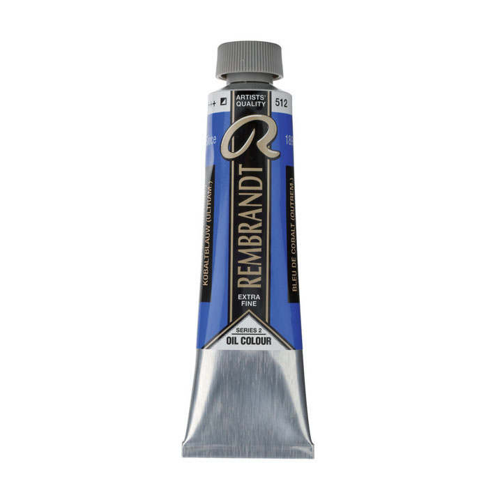 Sortiment der Rembrandt Ölfarben in verschiedenen Farbtönen und 40 ml Gebinden.