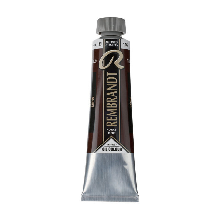 Sortiment der Rembrandt Ölfarben in verschiedenen Farbtönen und 40 ml Gebinden.