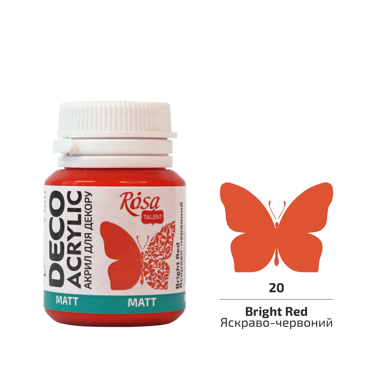 ROSA TALENT Matte Acrylfarbe für Dekorationen, 20 ml – Bright Red mat