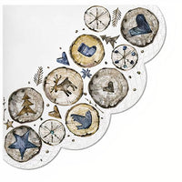Runde Decoupage-Serviette mit Holzstempel-Motiv | ARTMIE