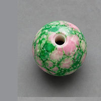 Runde Glasperlen mit Marmor-Effekt 8 mm – 15 Stk. – Grün-Rosa