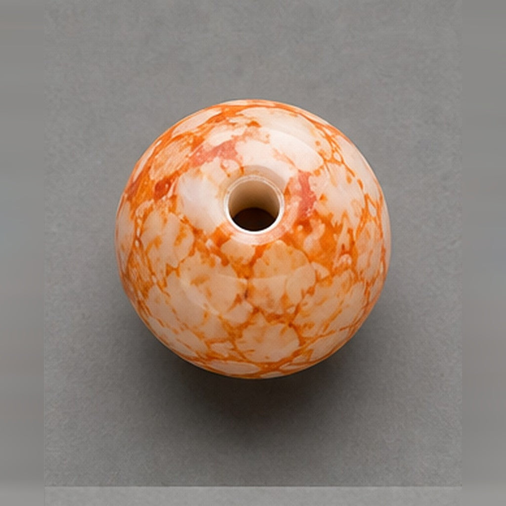 Runde Glasperlen mit Marmor-Effekt 8 mm – 15 Stk. – Orange-Creme