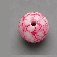 Runde Glasperlen mit Marmor-Effekt 8 mm – 15 Stk. – Rosa-Weiß