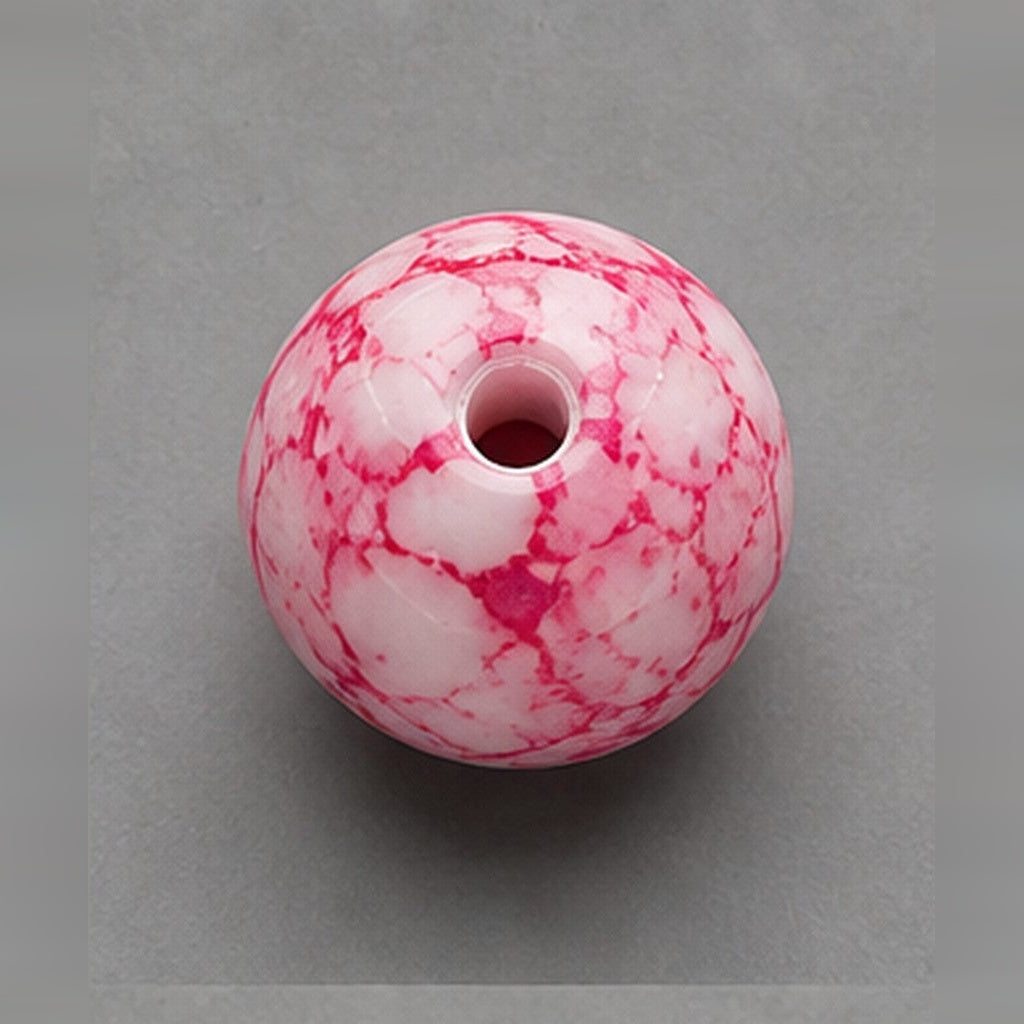 Runde Glasperlen mit Marmor-Effekt 8 mm – 15 Stk. – Rosa-Weiß