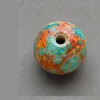 Runde Glasperlen mit Marmor-Effekt 8 mm – 15 Stk. – Türkis-Orange