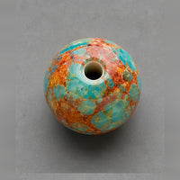 Runde Glasperlen mit Marmor-Effekt 8 mm – 15 Stk. – Türkis-Orange