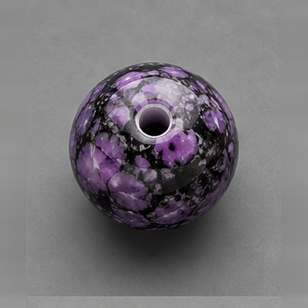Runde Glasperlen mit Marmor-Effekt 8 mm – 15 Stk. – Violett-Schwarz