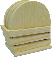Runde Holz-Untersetzer mit Halterung Pentart, 11,5 x 6 x 6,5 cm