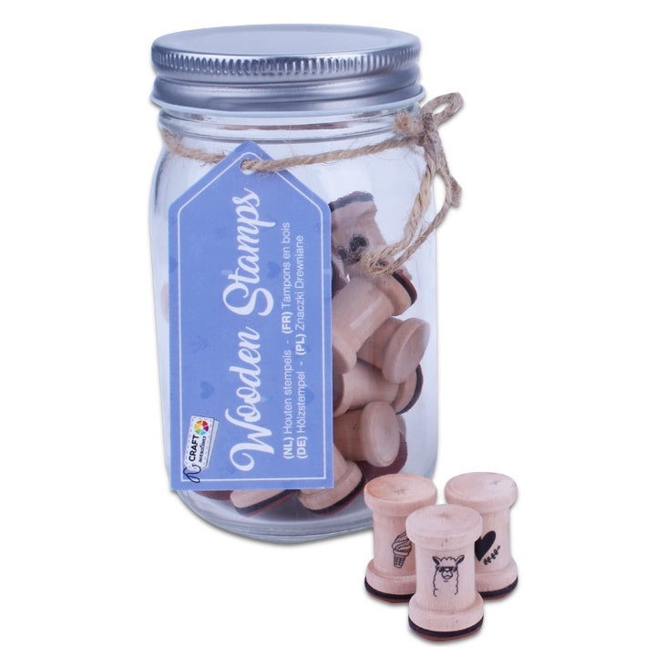 Satz Holzstempel Craft Sensations - 26 Stück | verschiedene Designs | Holz