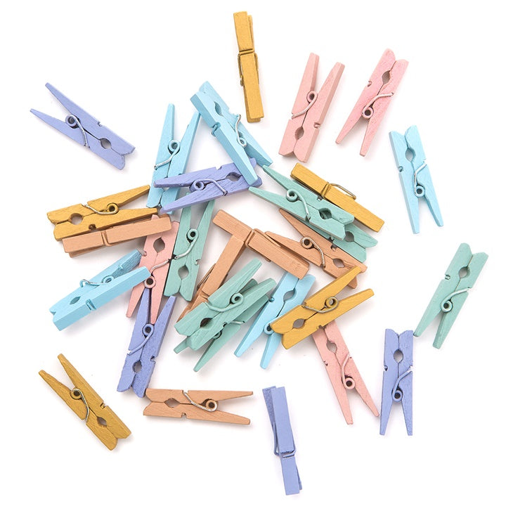 Set aus Mini-Holzklammern – Rainbow