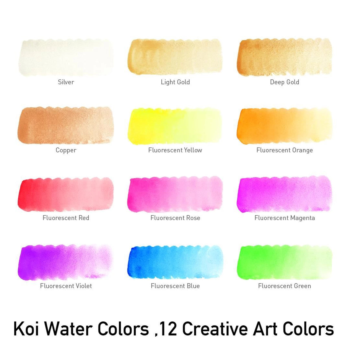 SAKURA Koi Aquarellfarben-Set Metallic | 12-teilig mit Wassertankpinsel
